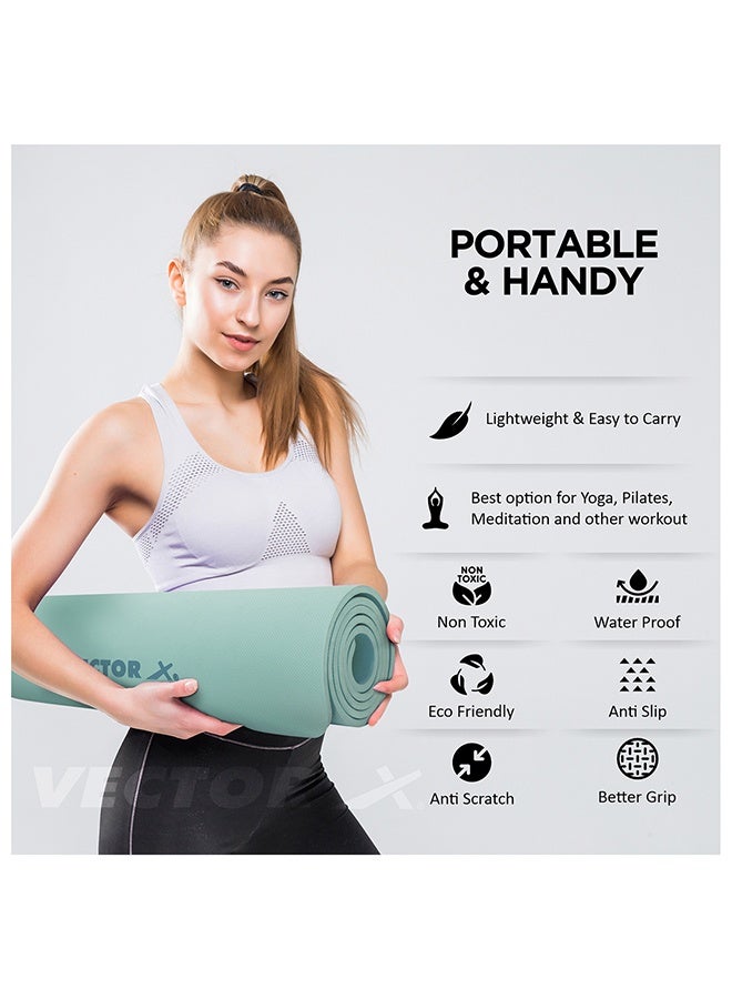 Vector X Yoga Mat – 6mm Anti-Slip Exercise Mat for Men & Women, Gym & Home Workouts, Thick Yoga Mat Green - Image 5